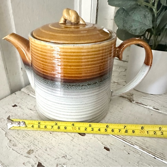 Roscher Stoneware Gradient Neutral Color Teapot Knot Handle Tea Kettle Bohemian - Picture 11 of 12